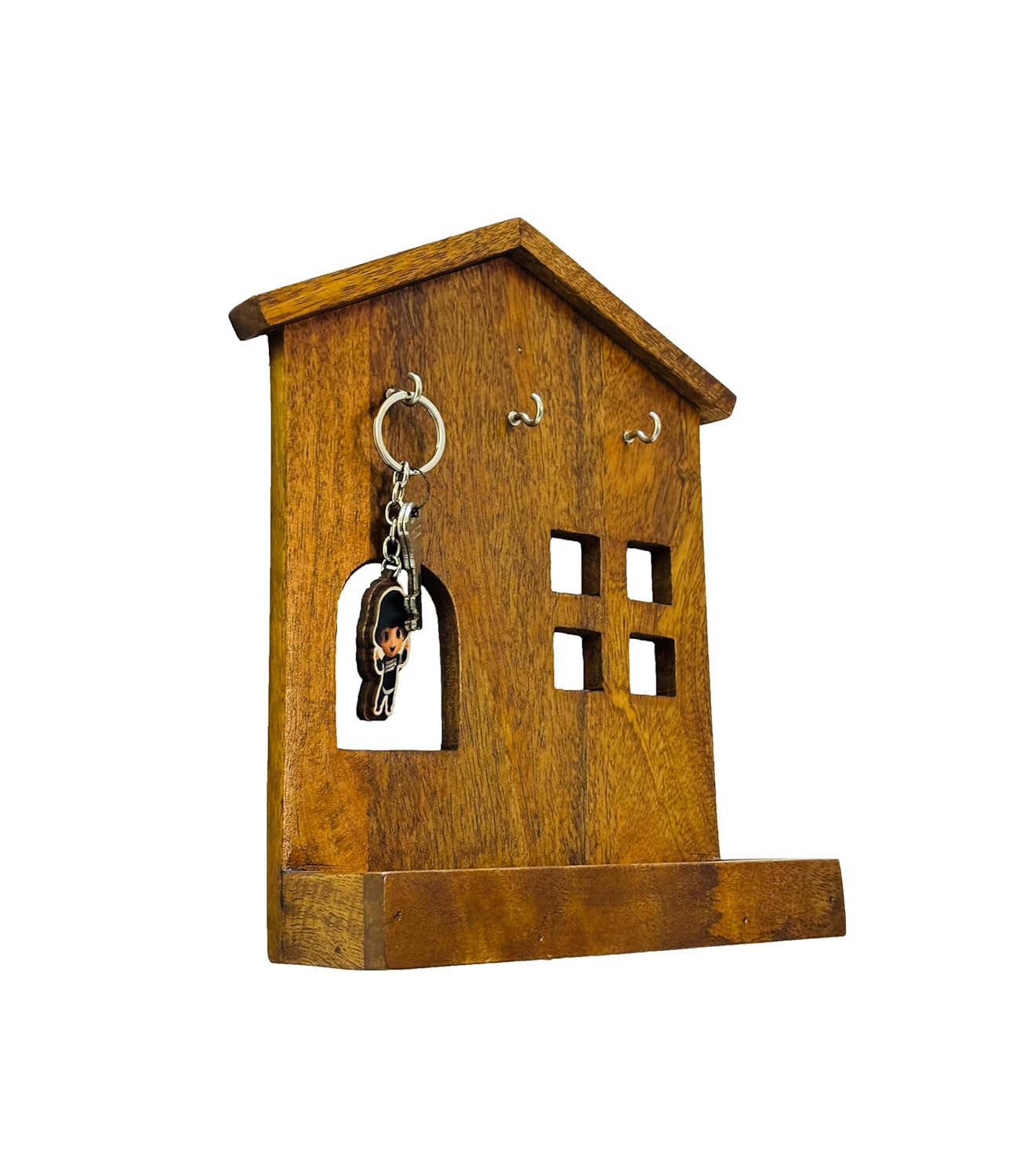 AHOYWOOD Solid Wood Wall Keyhanger with Shelf for Home, Office,Kitchen