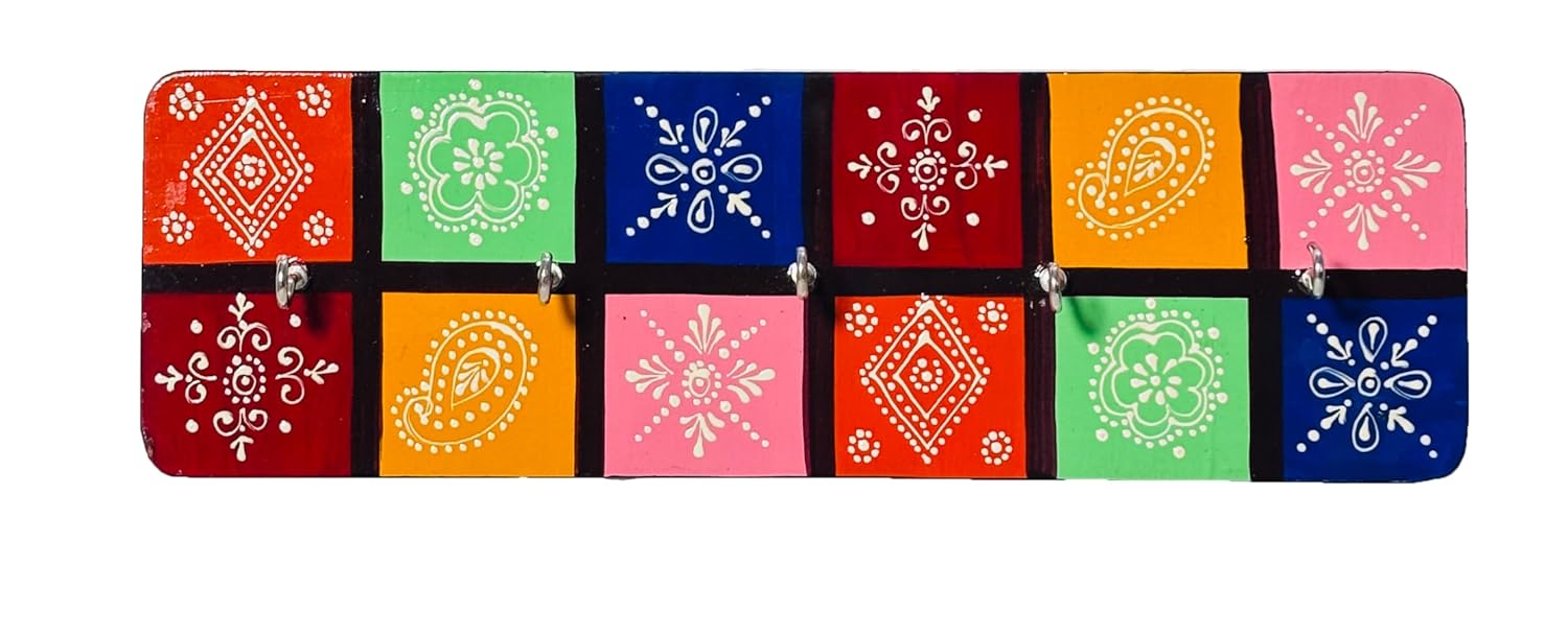 AHOYWOOD Premium Solid Wood Wall Keyhanger (Hand Painted) for Home,Office