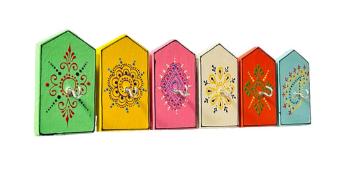 AHOYWOOD Solid Wood (Hand Painted) Wall Keyhanger for Home, Office,Kitchen